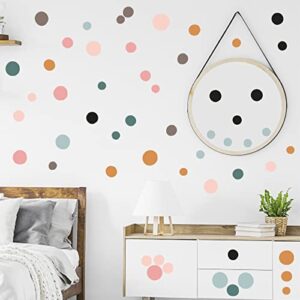 Colorful Polka Dots Wall Decals Boho Rainbow Wall Stickers Murals for Boys Girls Bedroom Living Room Classroom Playroom Decor 112pcs Dots Boho Vinyl Removable Art Wall Stickers