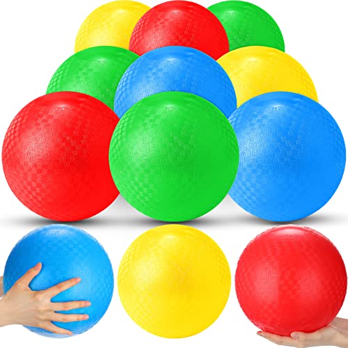 Jerify 12 Pcs Playground Balls 10 Inches Bouncy Dodge Ball Inflatable Kick Balls Kickball Dodgeball Handball for Kids Adults Indoor Outdoor 4 Quare Ball Games Gym Picnic, Camp Yoga Exercise