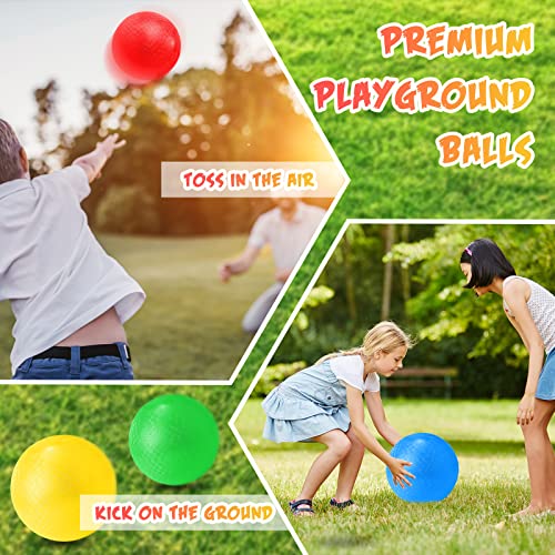 Jerify 12 Pcs Playground Balls 10 Inches Bouncy Dodge Ball Inflatable Kick Balls Kickball Dodgeball Handball for Kids Adults Indoor Outdoor 4 Quare Ball Games Gym Picnic, Camp Yoga Exercise