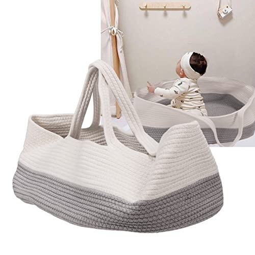 Baby Carrying Basket, Baby Sleeping Basket, Cotton Rope Weaved Foldable Portable Handheld Breathable Newborn Sleeping Basket