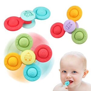 suction cup spinner toys - baby montessori sensory educational learning toy - infant bath travel activities fidget toy - toddler newborn gifts for 6 9 12 18 months 1 2 3 one two year old boys girls