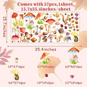 Watercolor Mushroom Wall Decals Woodland Mushroom Wall Decals Colorful Mushroom Wall Stickers Cute Cartoon Animal Wall Stickers Fall Leaf Autumn Wall Decals for Kids Room Bedroom Nursery Classroom Decor