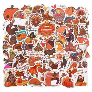 cobee 100 pieces thanksgiving sticker decals,aesthetic fall stickers pumpkin autumn decals cute turkey stickers funny vinyl waterproof stickers for laptop water bottle envelopes party favor