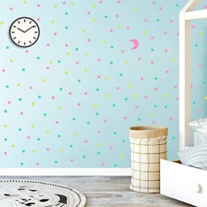 AM AMAONM 200 Pcs Glow in The Dark Luminous Colorful Stars and Pink Moon Fluorescent Noctilucent Plastic Wall Stickers Murals Decals for Home Art Decor Ceiling Wall Decorate Kids Babys Bedroom Room Decorations