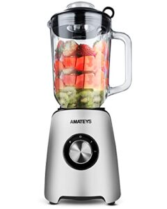 amateys quiet smoothie blender with 50 oz glass jar,professional kitchen blender for shakes and smoothies,countertop blender speed adjustable for ice crush frozen fruit puree mlikshakes