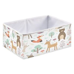 Kigai Forest Animals Storage Bins Cube Foldable Storage Baskets Bin Waterproof Home Organizer with Handles Basket for Toy Nursery Blanket Clothes, 11x11x11 Inch