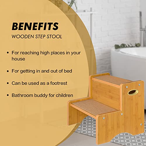 Step Stools for Kids, Non-Slip Wood Step Stool for Toddlers, Kids Step Stool, Toddler Step Stool, Child Potty Training Toilet Stool, Wood Step Stool for Bathroom Kitchen Bedroom Kid's Furniture