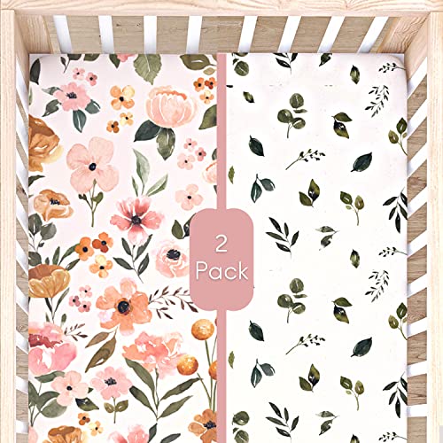 Crib Sheets Set - Premium Soft Cotton Fitted Baby Crib Sheet- 2 Pack- Crib Bed Mattress & Toddler Bed Sheet by Max&So