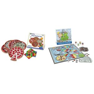 learning resources pizza fraction fun game, 13 fraction pizzas, 67 piece game, ages 6+ & money bags coin value game, money recognition, counting game, easter toys