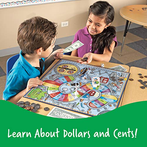 Learning Resources Pizza Fraction Fun Game, 13 Fraction Pizzas, 67 Piece Game, Ages 6+ & Money Bags Coin Value Game, Money Recognition, Counting Game, Easter Toys