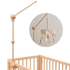 wooden baby crib mobile arm, adjustable mobile holder for crib and desk rotating baby mobile hanger nursery decoration (3 modes)