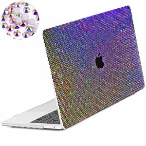 teazgopx bling rhinestone macbook air 13 inch case 2022 2021 2020 2019 2018 release m1 a2337 a2179 a1932 touch id,3d glitter sparkle diamond case fashion luxury shiny crystal hard shell for women girl
