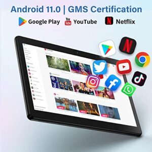 Android Tablet, 10 inch Android 11 Tablet, 2GB RAM 32GB ROM, 512GB Expand Android Tablet with 8000mAh Battery, Dual Camera, WiFi, Bluetooth, IPS HD Touch Screen, Google GMS Certified