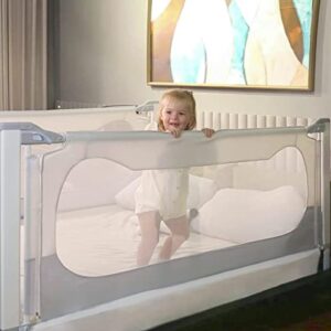 letmudla bed rail for toddlers, 74.8'' easy to assemble toddler bed rail sturdy bed rail, height adjustable toddler bed rails no gap, bed guard for twin double full size queen & king bed (pack of 1)