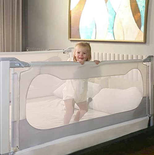 Letmudla Bed Rail for Toddlers, 74.8'' Easy to Assemble Toddler Bed Rail Sturdy Bed Rail, Height Adjustable Toddler Bed Rails No Gap, Bed Guard for Twin Double Full Size Queen & King Bed (Pack of 1)