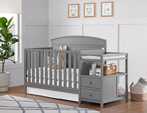 Oxford Baby Pearson 4-in-1 Convertible Crib & Changing Station, Dove Gray, GreenGuard Gold Certified