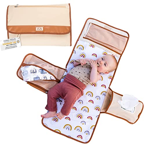 LilyMoon Portable Diaper Changing Pad — Non-Toxic, Oeko-TEX Certified - Designer Baby Changing Pad Portable Changing Pad for Baby, Foldable, Waterproof and Wipeable, Smart Travel Changing Pad