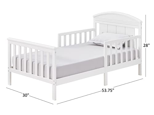 Oxford Baby Baldwin Wood Frame Toddler Bed with Guardrails and Arched -Headboard, Snow White