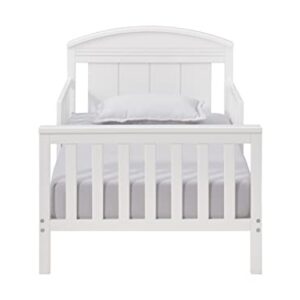 Oxford Baby Baldwin Wood Frame Toddler Bed with Guardrails and Arched -Headboard, Snow White