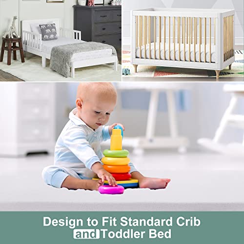 Crib Mattress Topper, Ferlizer 2.25 Inch Memory Foam Crib Mattress Topper with 100% Waterproof Bamboo Cover for Crib and Toddler Bed