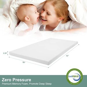 Crib Mattress Topper, Ferlizer 2.25 Inch Memory Foam Crib Mattress Topper with 100% Waterproof Bamboo Cover for Crib and Toddler Bed