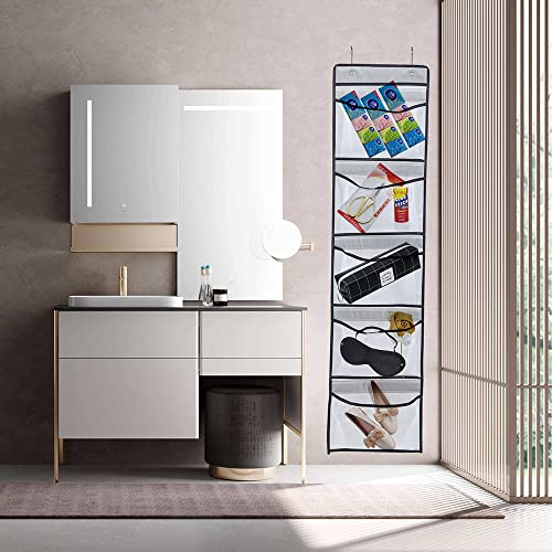 Over Door Organizer Storage - Hanging Closet Organizer with 5 Large Pockets for Bedroom Bathroom Pantry Nursery ,2 Pack (Grey)