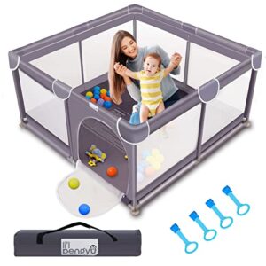 baby playpen for babies and toddlers, 50 x 50 inch baby play yards, kids play pen for indoor & outdoor, large baby playpen, portable toddler play yard with carrying bag, anti-slip base, li'l pengyu