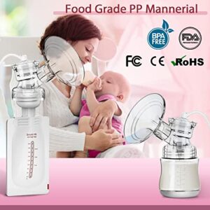 Double Electric Breast Pump with 10 Breastmilk Storage Bags, 2 Flanges and Milk Extractor, Breastfeeding Pump with 4 Modes, 9 Levels, Portable Breast Pump Strong Suction Power, Quiet, Pain Free（Pink）