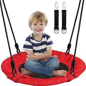 display4top spider web swing, 24" kids tree swing platform with 60" detachable nylon ropes, max 400 lbs, great for park backyard playground outdoor, fun for kids(red)