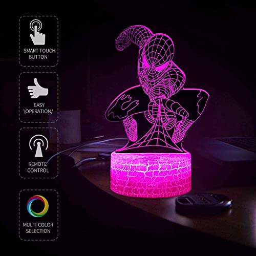 Night Light for Boys and Girls ,XXMANX 3D Nightlight Bedside Lamp 7 Colors Changing Touch & Remote Control Boys Toys Christmas Gifts for Men Kids (Remote & Touch