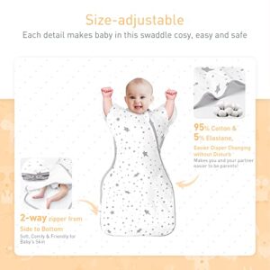 Knirose 3-Way Wearable Swaddle Blankets Sleep Sack with Arms Up Self-Soothing, Easy Diaper Changing Sleeping Bag for Baby Boy Girl Newborns Transitions to Arms-Free Calms Startle Reflex Better Sleep