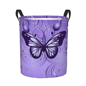 kiuloam purple butterfly 19.6 inches large storage basket collapsible organizer bin laundry hamper for nursery clothes toys