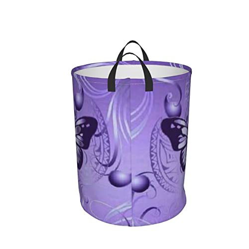 KiuLoam Purple Butterfly 19.6 Inches Large Storage Basket Collapsible Organizer Bin Laundry Hamper for Nursery Clothes Toys