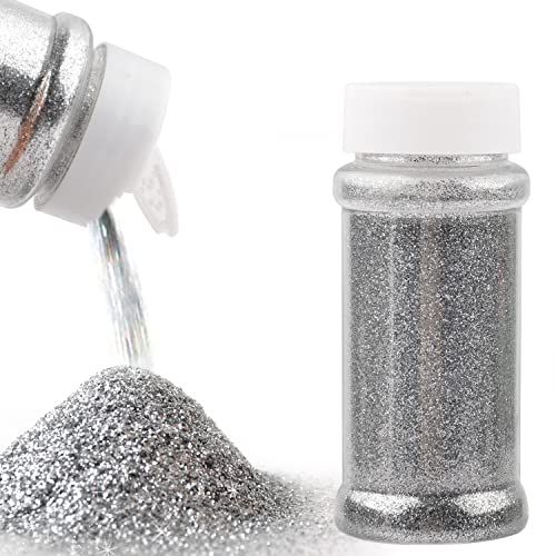 Ultra Fine Glitter 80g/2.8oz Craft Glitter Powder,Resin Glitter Powder Sequins Flake,Metallic Iridescent Glitter for DIY Crafts, Nail Art, Hair Face Body, Epoxy Resin, Painting, Festival Decor(Sliver)