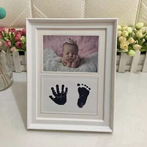 zxt-parts 9x7 baby picture frames handprint and footprint kit. photo frame for newborn. opening 4.7x3.1 inch. white.