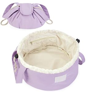 barrel drawstring makeup bag large cosmetic bag toiletry organizer for women (purple)