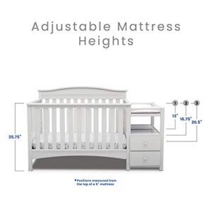 Delta Children Birkley Convertible Crib N Changer, Bianca White + Simmons Kids Quiet Nights Dual Sided Crib and Toddler Mattress (Bundle)