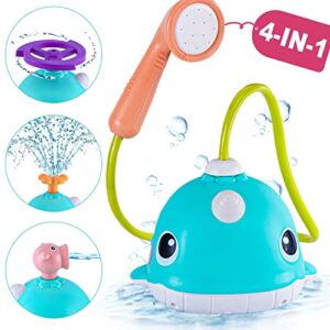bath toys for toddlers 1-3, baby toys 12-18 months, mold free whale water spraying bath toy with sprinklers & shower head, bathtub pool bathroom shower toy gifts for toddler infant kids boy girls