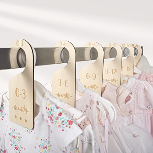 Beautiful Baby Closet Dividers - Baby Clothes Organizer Double-Sided Gender Neutral - Nursery Decor Neutral Premium Birch Wood - Nursery Storage & Organization Boho Closet Dividers from NB to 24 M