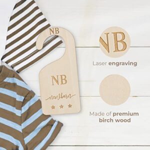 Beautiful Baby Closet Dividers - Baby Clothes Organizer Double-Sided Gender Neutral - Nursery Decor Neutral Premium Birch Wood - Nursery Storage & Organization Boho Closet Dividers from NB to 24 M