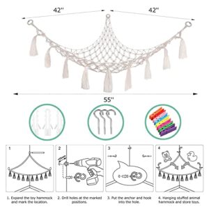 Toys Stuffed Animal Hammock for Kids Room | XL Macrame Plush Animal Net Toy Storage | Corner Toy Macrame Toy Storage Net