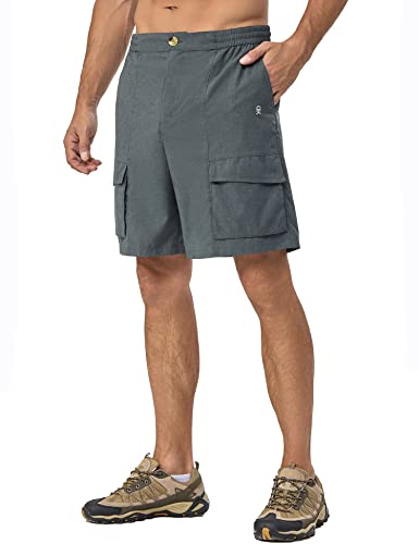 Little Donkey Andy Men's Hiking Cargo Shorts Quick Dry Lightweight Stretch Shorts for Golf Fishing (Grey L)