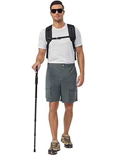 Little Donkey Andy Men's Hiking Cargo Shorts Quick Dry Lightweight Stretch Shorts for Golf Fishing (Grey L)