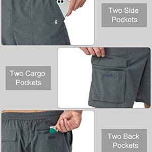 Little Donkey Andy Men's Hiking Cargo Shorts Quick Dry Lightweight Stretch Shorts for Golf Fishing (Grey L)