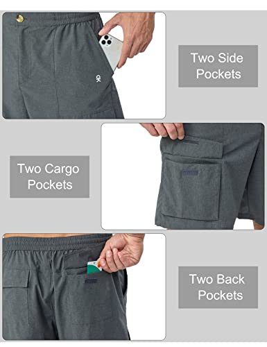 Little Donkey Andy Men's Hiking Cargo Shorts Quick Dry Lightweight Stretch Shorts for Golf Fishing (Grey L)