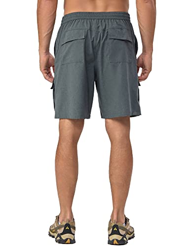 Little Donkey Andy Men's Hiking Cargo Shorts Quick Dry Lightweight Stretch Shorts for Golf Fishing (Grey L)