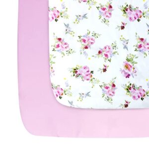 pack and play sheets/mini crib sheets girl, stretchy pack n play playard fitted sheet, compatible with graco pack n play, soft and breathable material, floral