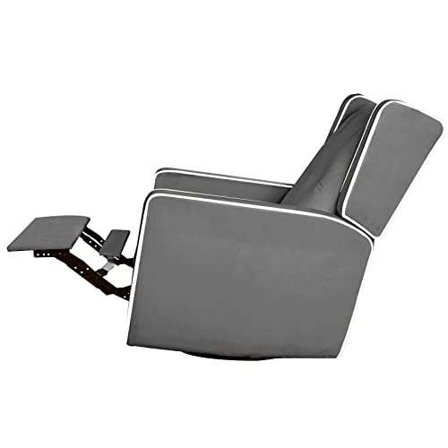 Microfiber Swivel Gliding Recliner Rocker, Nursery Glider Recliner Chair for Living Room (Grey)