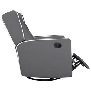 Microfiber Swivel Gliding Recliner Rocker, Nursery Glider Recliner Chair for Living Room (Grey)