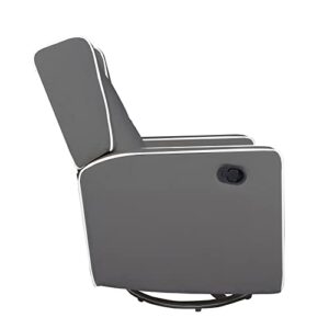 Microfiber Swivel Gliding Recliner Rocker, Nursery Glider Recliner Chair for Living Room (Grey)